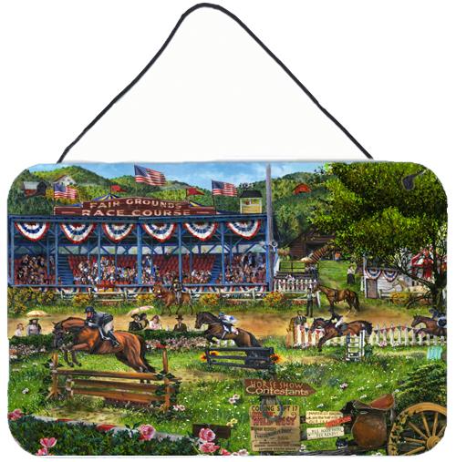 A Day at The Horse Races Wall or Door Hanging Prints Aluminum Metal Sign Kitchen Wall Bar Bathroom Plaque Home Decor, 8HX12W, Multicolor