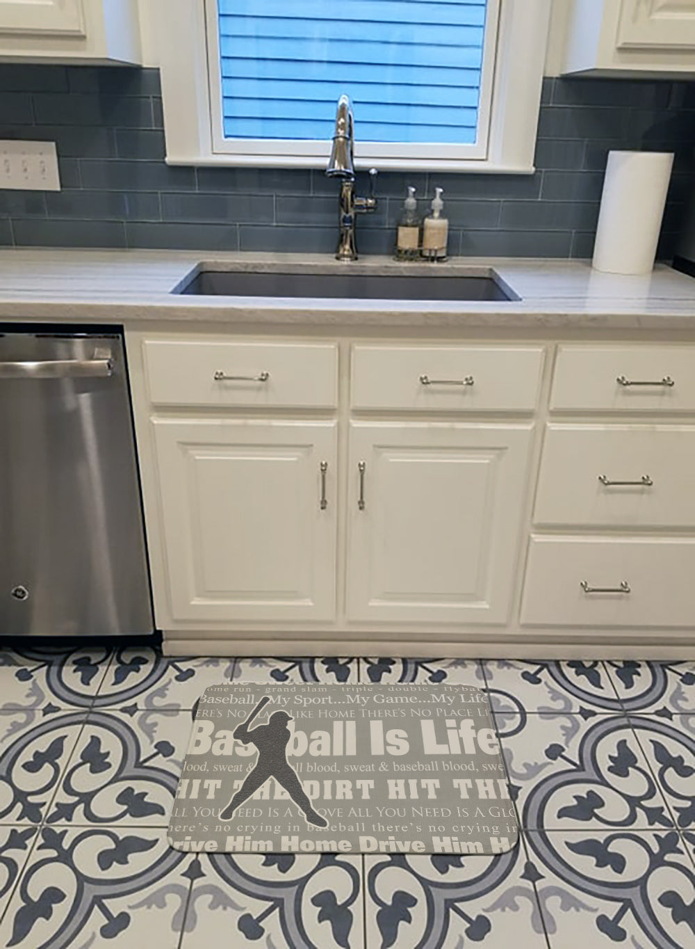 Baseball is Life Memory Foam Kitchen Mat Machine Washable Anti-Fatigue Cushion Comfort Bath or Kitchen Rug