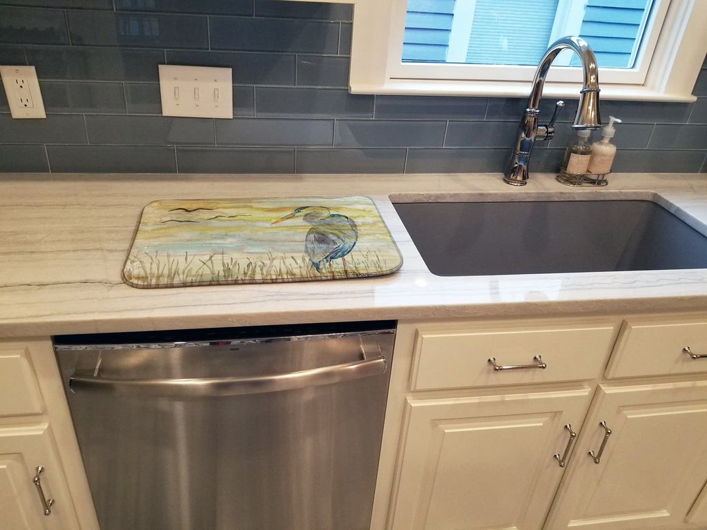 Blue Heron Yellow Sky Dish Drying Mat Absorbent Dish Drying Mat Pad for Kitchen Counter Dish Drainer Mat for Countertop, 14 x 21", Multicolor