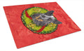 Australian Cattle Dog Christmas Wreath Cutting Board Tempered Glass Kitchen Cutting Surface, Heat Resistant Chopping, Non-Slip Feet, Food Prep & Serving