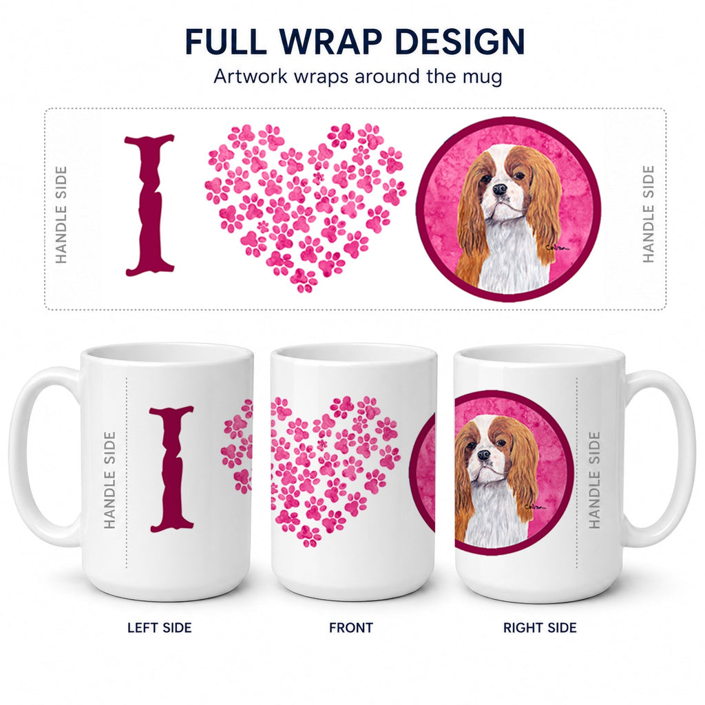 Pink Cavalier Spaniel Ceramic Coffee Mug 15 oz Decorative Large C Handle Mug Cup for Tea, Cocoa Hot Chocolate