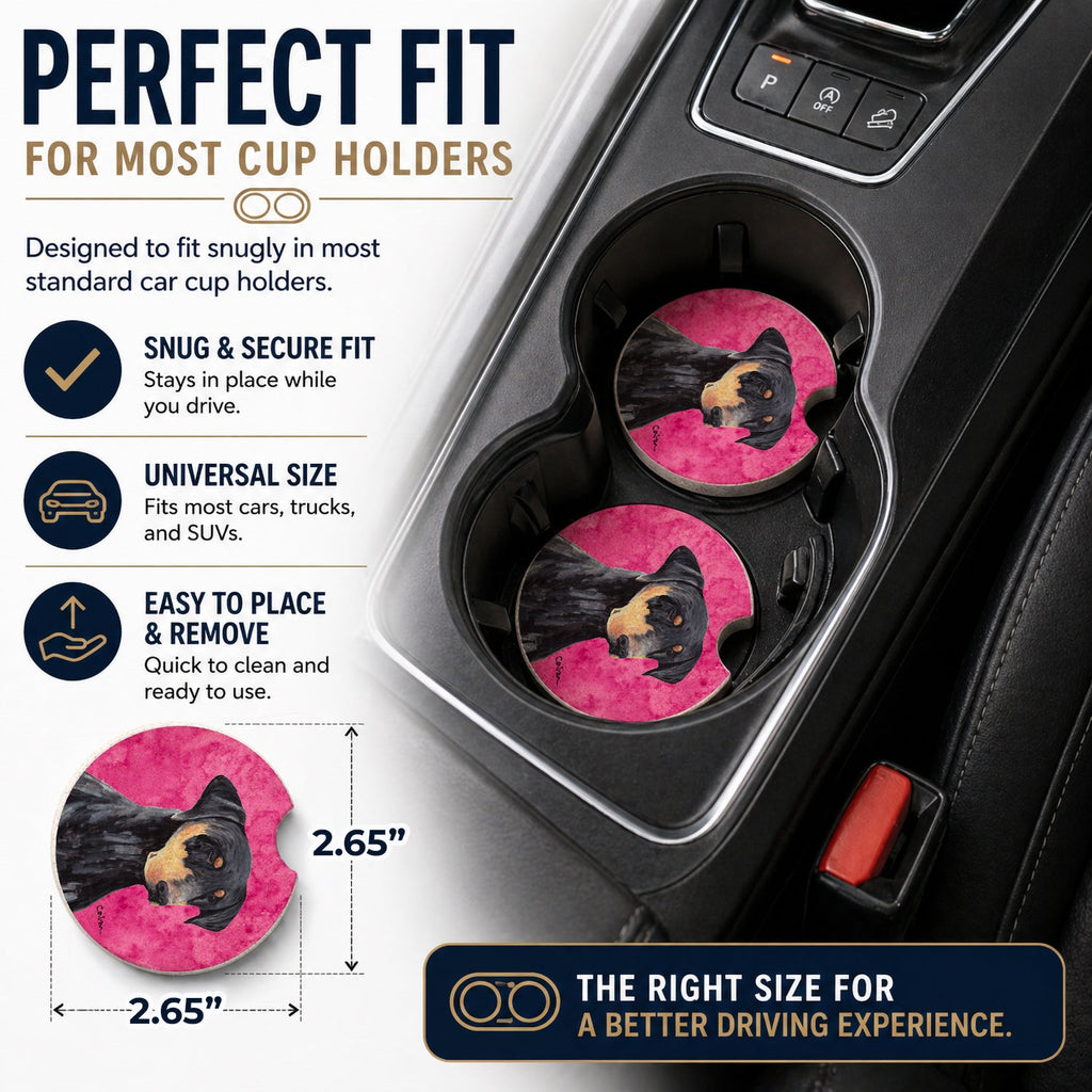 Pink Doberman Set of 2 Cup Holder Car Coasters Absorbent Round Sandstone Coasters Gifts for Men or Women, 2.5, Multicolor