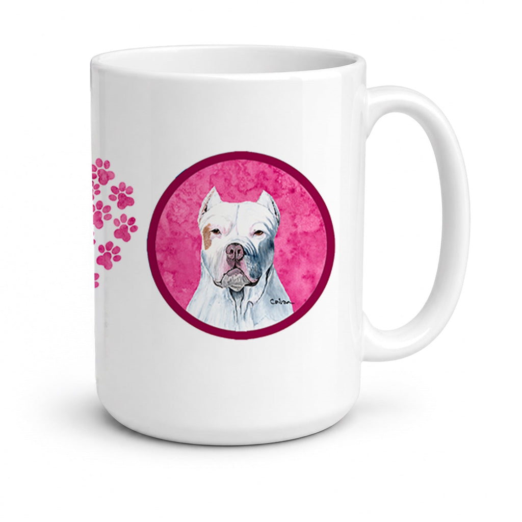 Pink Pit Bull Ceramic Coffee Mug 15 oz Decorative Large C Handle Mug Cup for Tea, Cocoa Hot Chocolate