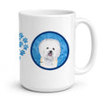Blue Bichon Frise Ceramic Coffee Mug 15 oz Decorative Large C Handle Mug Cup for Tea, Cocoa Hot Chocolate