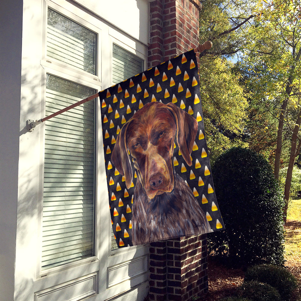 German Shorthaired Pointer Candy Corn Halloween Portrait House Flag 28x40 Porch Sleeve Pole Decorative Outside Yard Banner Artwork Wall Hanging, Polyester