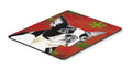 Boston Terrier Red Green Snowflakes Christmas Mouse Pad, Heat Resistant Trivet Hot Pad , Non Slip Rubber Desk Mat, Kitchen Counter Protector, Home Office Decor Gift