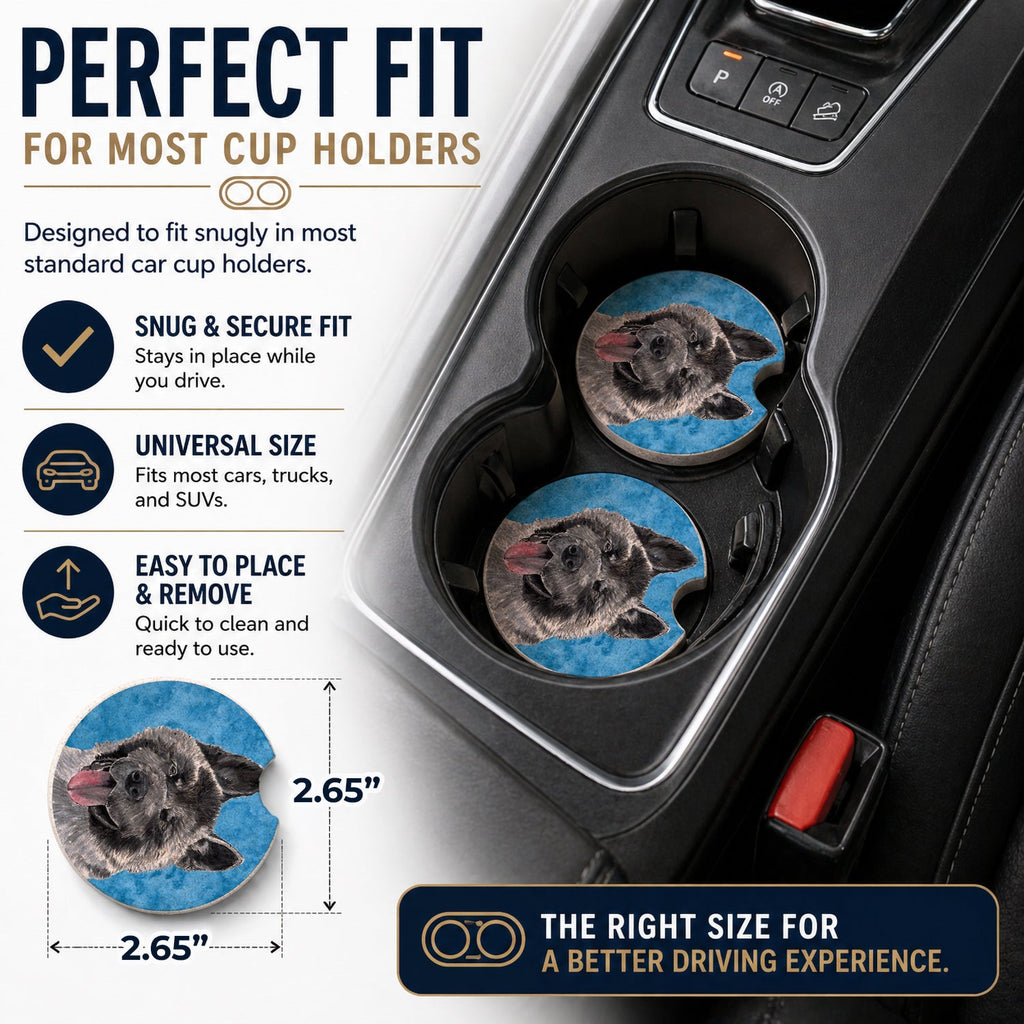 Blue Akita Set of 2 Cup Holder Car Coasters Absorbent Round Sandstone Coasters Gifts for Men or Women, 2.5, Multicolor