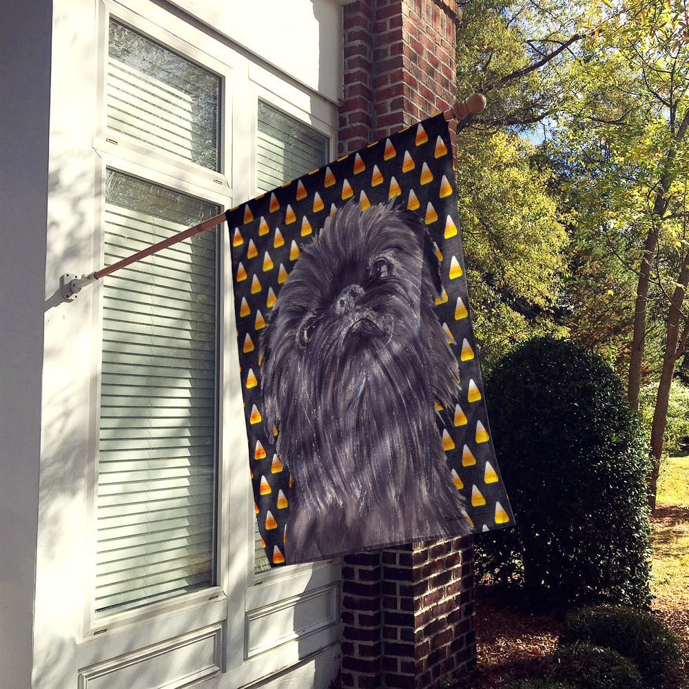 Brussels Griffon  Candy Corn Halloween House Flag 28x40 Porch Sleeve Pole Decorative Outside Yard Banner Artwork Wall Hanging, Polyester