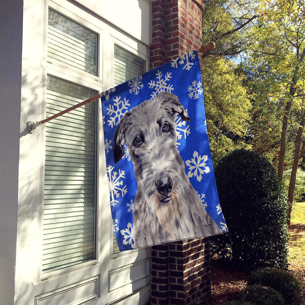 Scottish Deerhound Winter Snowflakes House Flag 28x40 Porch Sleeve Pole Decorative Outside Yard Banner Artwork Wall Hanging, Polyester