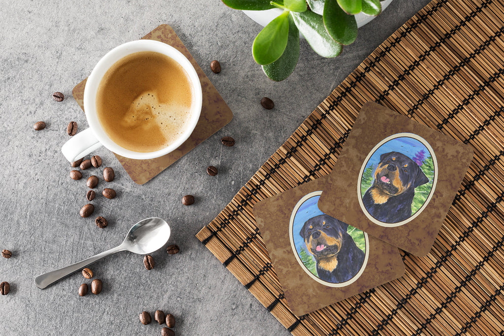 Rottweiler Foam Coasters Set of 4 Cup Coasters for Indoor Outdoor, Tabletop Protection, Anti Slip, Mouse pad Material