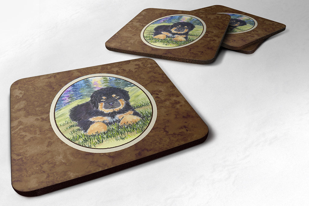 Tibetan Mastiff Foam Coasters Set of 4 Cup Coasters for Indoor Outdoor, Tabletop Protection, Anti Slip, Mouse pad Material