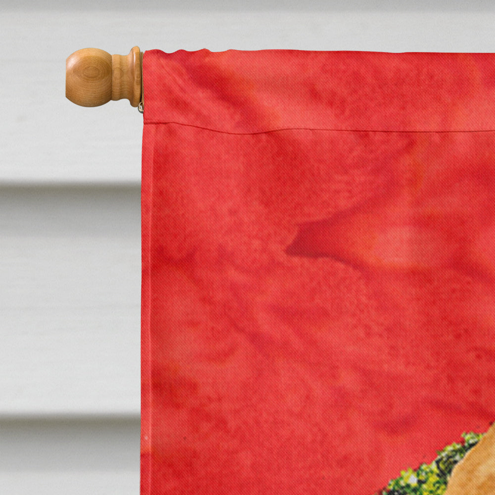 Golden Retriever Cristmas Wreath House Flag 28x40 Porch Sleeve Pole Decorative Outside Yard Banner Artwork Wall Hanging, Polyester