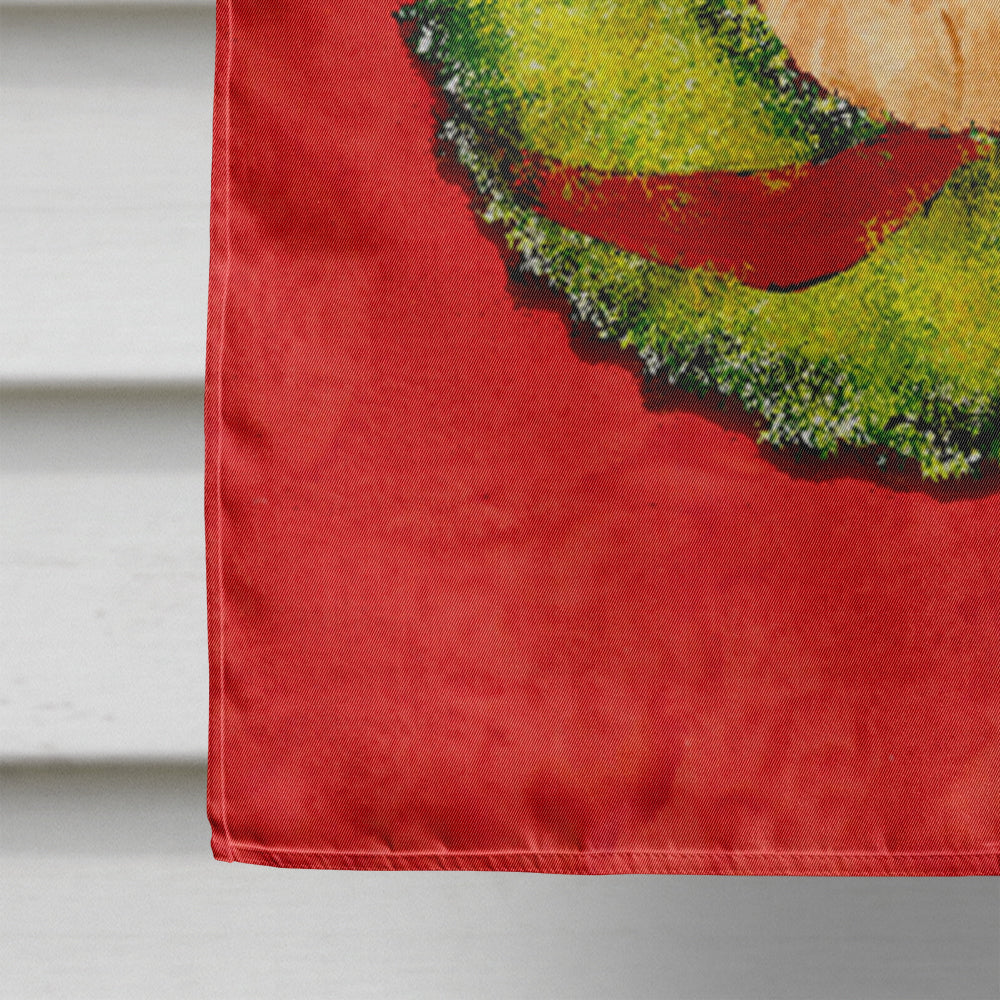 Golden Retriever Cristmas Wreath House Flag 28x40 Porch Sleeve Pole Decorative Outside Yard Banner Artwork Wall Hanging, Polyester
