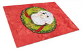 Maltese Cristmas Wreath Cutting Board Tempered Glass Kitchen Cutting Surface, Heat Resistant Chopping, Non-Slip Feet, Food Prep & Serving