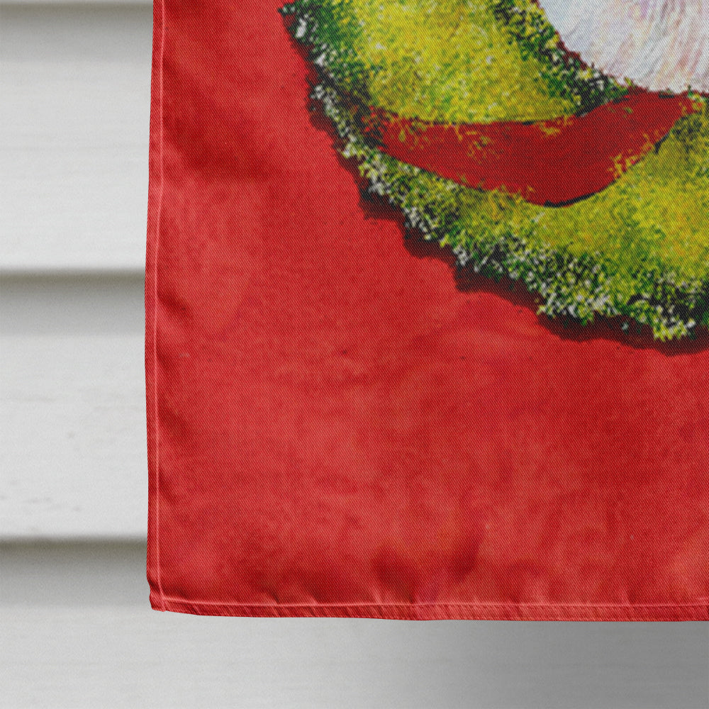 Maltese Cristmas Wreath House Flag 28x40 Porch Sleeve Pole Decorative Outside Yard Banner Artwork Wall Hanging, Polyester