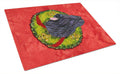 Briard Cristmas Wreath Cutting Board Tempered Glass Kitchen Cutting Surface, Heat Resistant Chopping, Non-Slip Feet, Food Prep & Serving