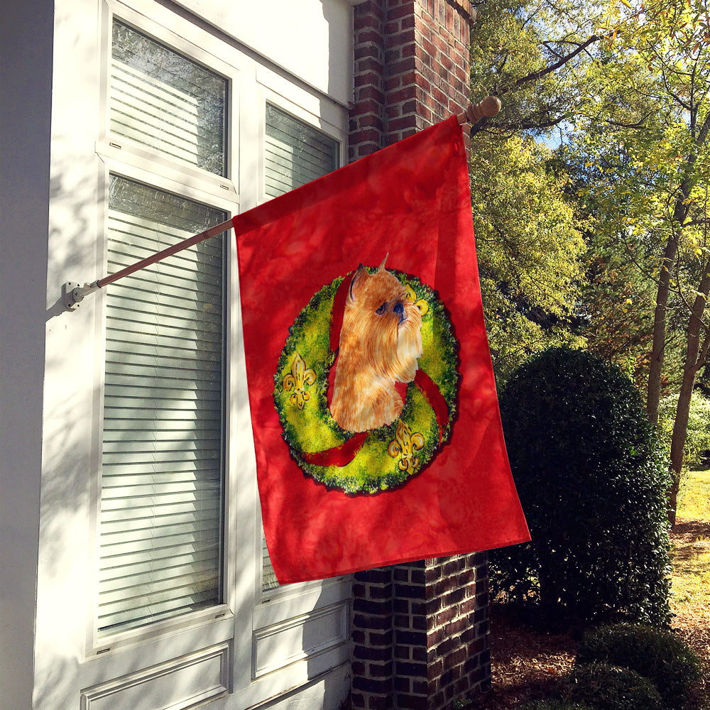 Brussels Griffon Cristmas Wreath House Flag 28x40 Porch Sleeve Pole Decorative Outside Yard Banner Artwork Wall Hanging, Polyester