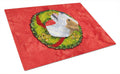 Jack Russell Terrier Cristmas Wreath Cutting Board Tempered Glass Kitchen Cutting Surface, Heat Resistant Chopping, Non-Slip Feet, Food Prep & Serving
