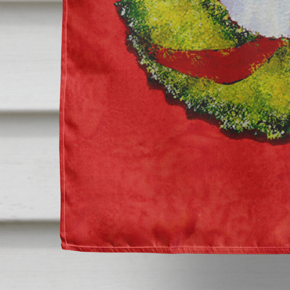 White Boxer Cristmas Wreath House Flag 28x40 Porch Sleeve Pole Decorative Outside Yard Banner Artwork Wall Hanging, Polyester