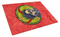 Rottweiler Cristmas Wreath Cutting Board Tempered Glass Kitchen Cutting Surface, Heat Resistant Chopping, Non-Slip Feet, Food Prep & Serving