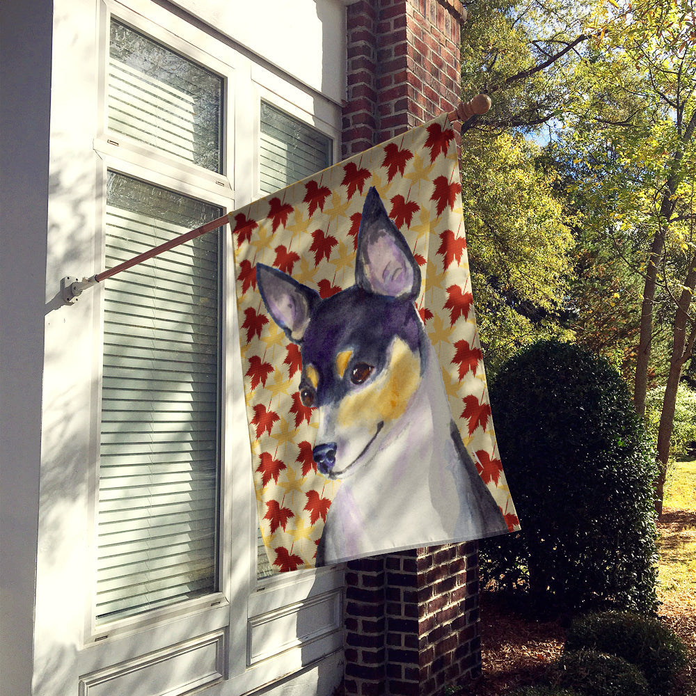 Chihuahua Fall Leaves Portrait House Flag 28x40 Porch Sleeve Pole Decorative Outside Yard Banner Artwork Wall Hanging, Polyester