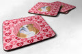 Bulldog English Hearts Love Valentine's Day Foam Coasters Set of 4 Cup Coasters for Indoor Outdoor, Tabletop Protection, Anti Slip, Mouse pad Material