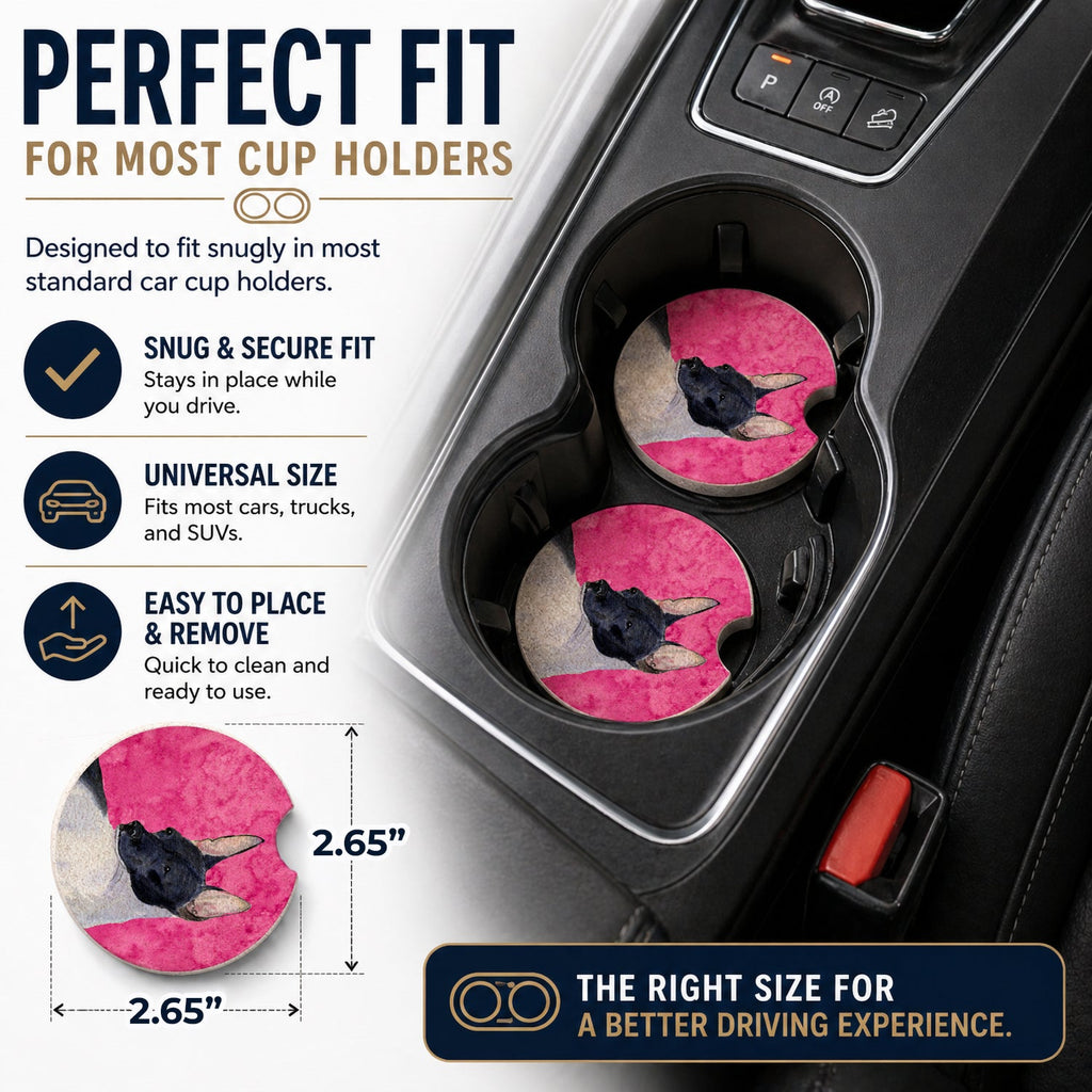 Pink Rat Terrier Set of 2 Cup Holder Car Coasters Absorbent Round Sandstone Coasters Gifts for Men or Women, 2.5, Multicolor