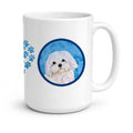 Blue Maltese Ceramic Coffee Mug 15 oz Decorative Large C Handle Mug Cup for Tea, Cocoa Hot Chocolate
