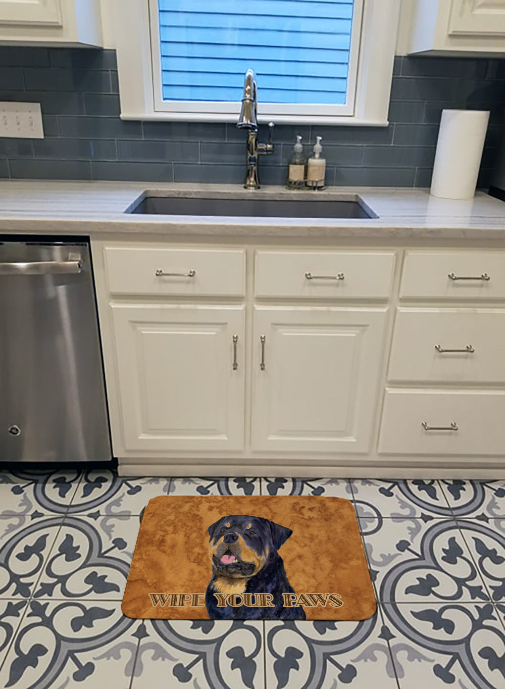 Rottweiler Wipe your Paws Memory Foam Kitchen Mat Machine Washable Anti-Fatigue Cushion Comfort Bath or Kitchen Rug