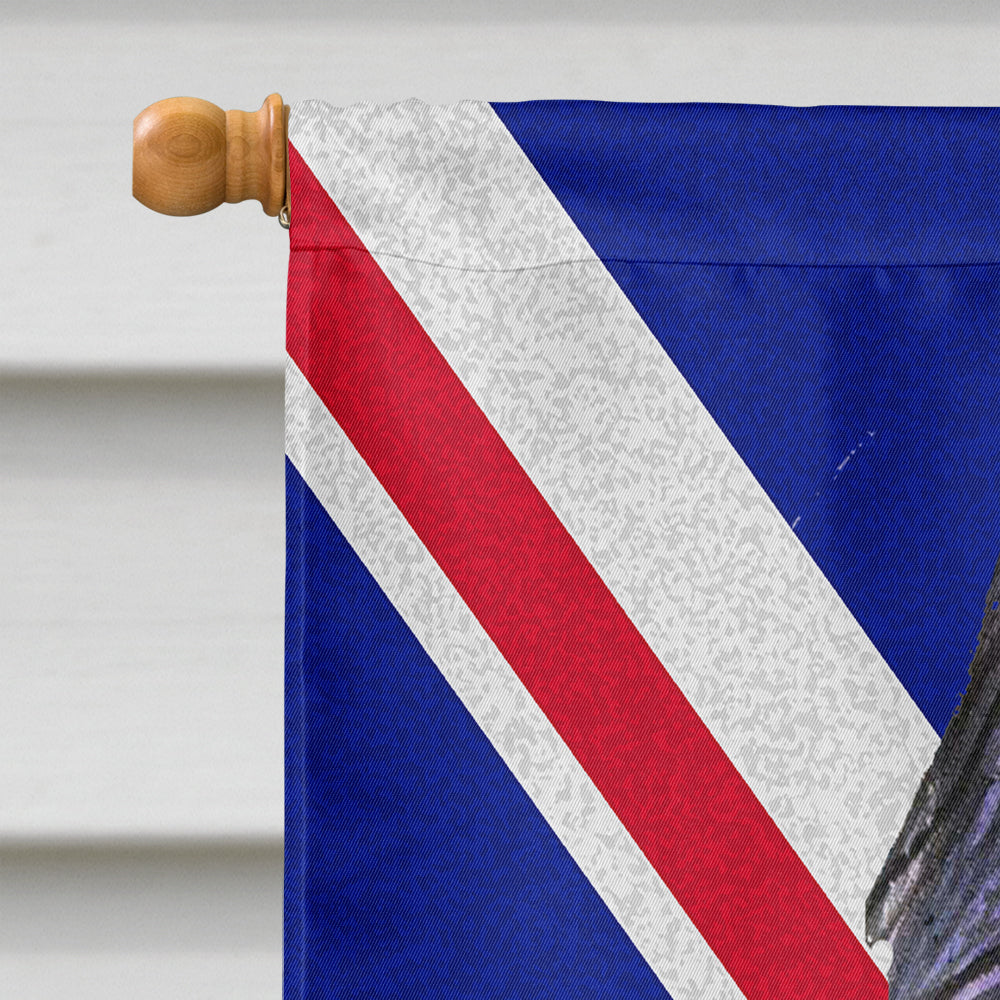 Briard with English Union Jack British Flag House Flag 28x40 Porch Sleeve Pole Decorative Outside Yard Banner Artwork Wall Hanging, Polyester
