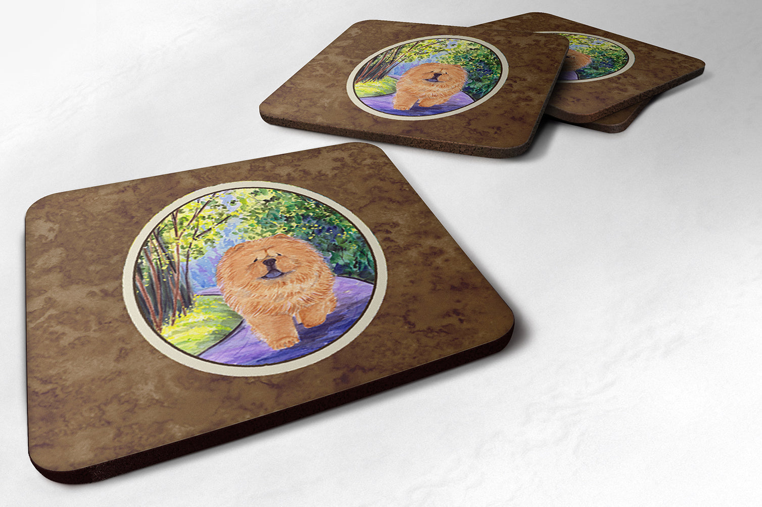 Chow Chow Foam Coasters Set of 4 Cup Coasters for Indoor Outdoor, Tabletop Protection, Anti Slip, Mouse pad Material