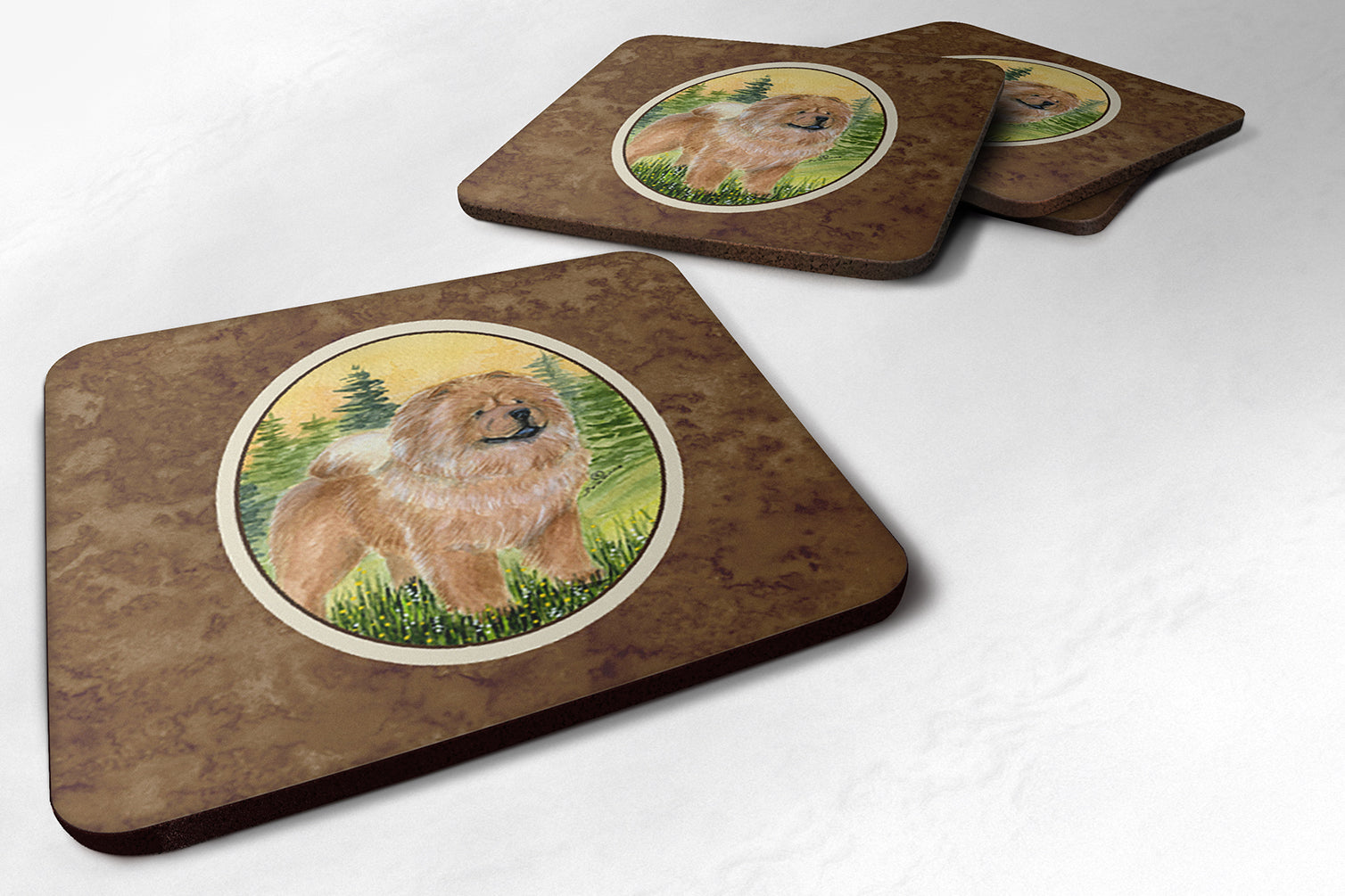 Chow Chow Foam Coasters Set of 4 Cup Coasters for Indoor Outdoor, Tabletop Protection, Anti Slip, Mouse pad Material