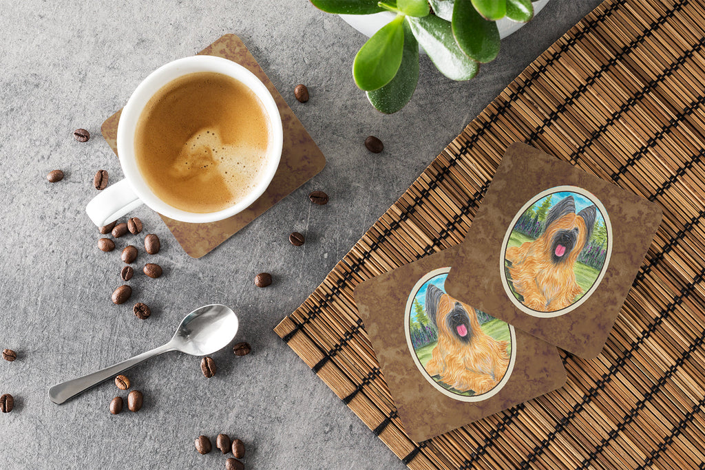 Briard Foam Coasters Set of 4 Cup Coasters for Indoor Outdoor, Tabletop Protection, Anti Slip, Mouse pad Material