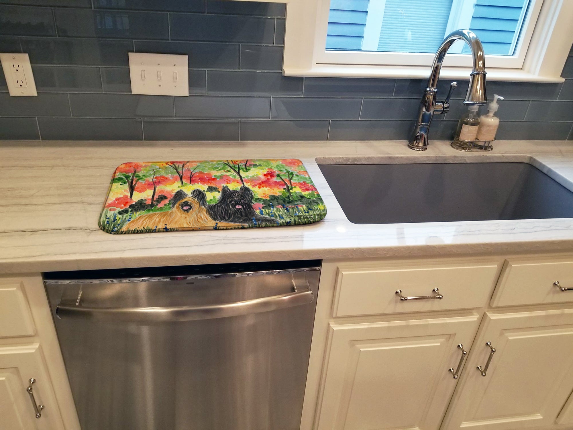 Briard Dish Drying Mat Absorbent Dish Drying Mat Pad for Kitchen Counter Dish Drainer Mat for Countertop, 14 x 21", Multicolor