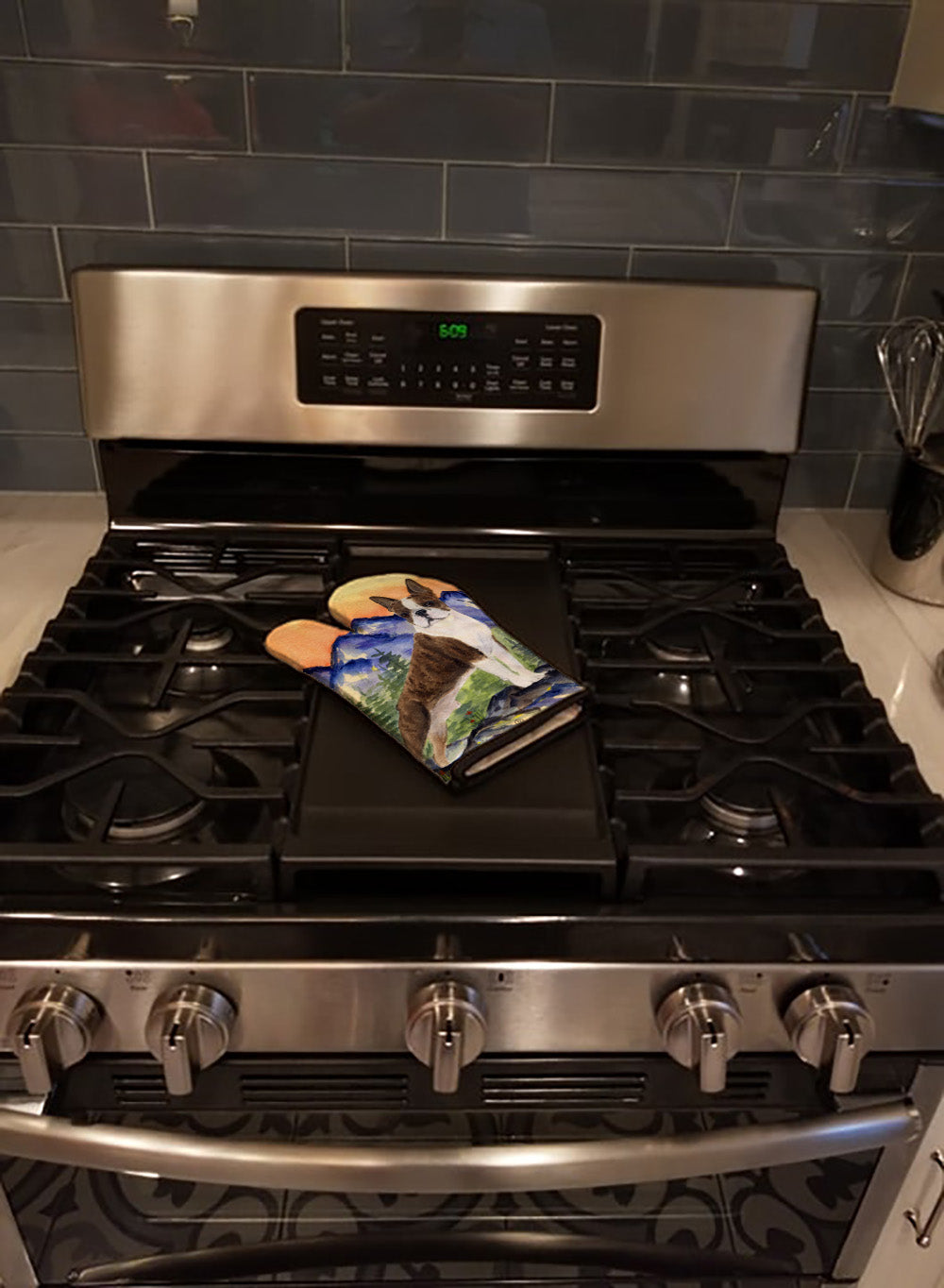 Boston Terrier Oven Mitt Heat Resistant Thick Oven Mitt for Hot Pans and Oven, Kitchen Mitt Protect Hands, Cooking Baking Glove