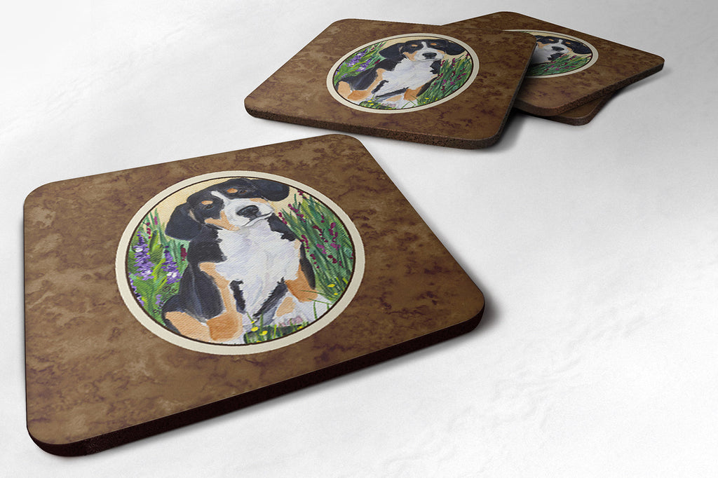 Entlebucher Mountain Dog Foam Coasters Set of 4 Cup Coasters for Indoor Outdoor, Tabletop Protection, Anti Slip, Mouse pad Material