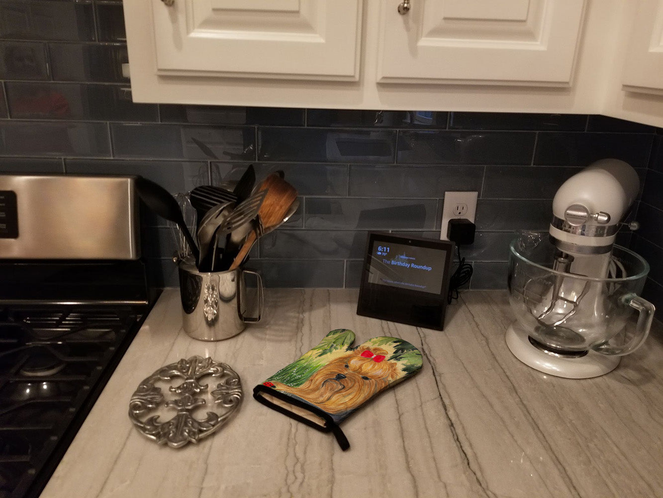Yorkie Oven Mitt Heat Resistant Thick Oven Mitt for Hot Pans and Oven, Kitchen Mitt Protect Hands, Cooking Baking Glove