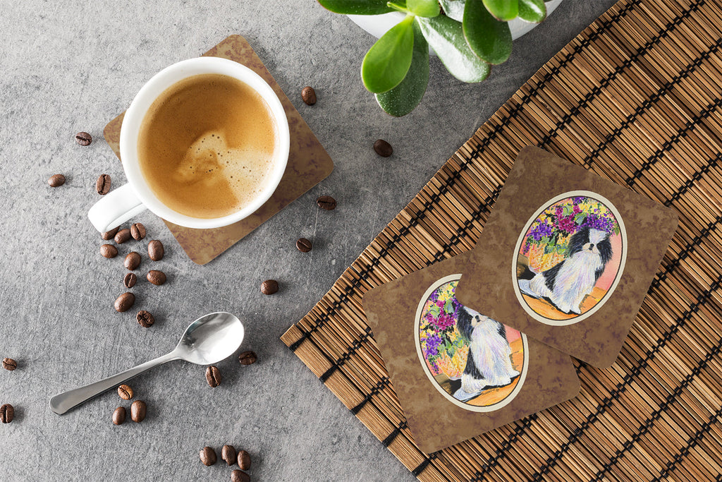 Japanese Chin Foam Coasters Set of 4 Cup Coasters for Indoor Outdoor, Tabletop Protection, Anti Slip, Mouse pad Material