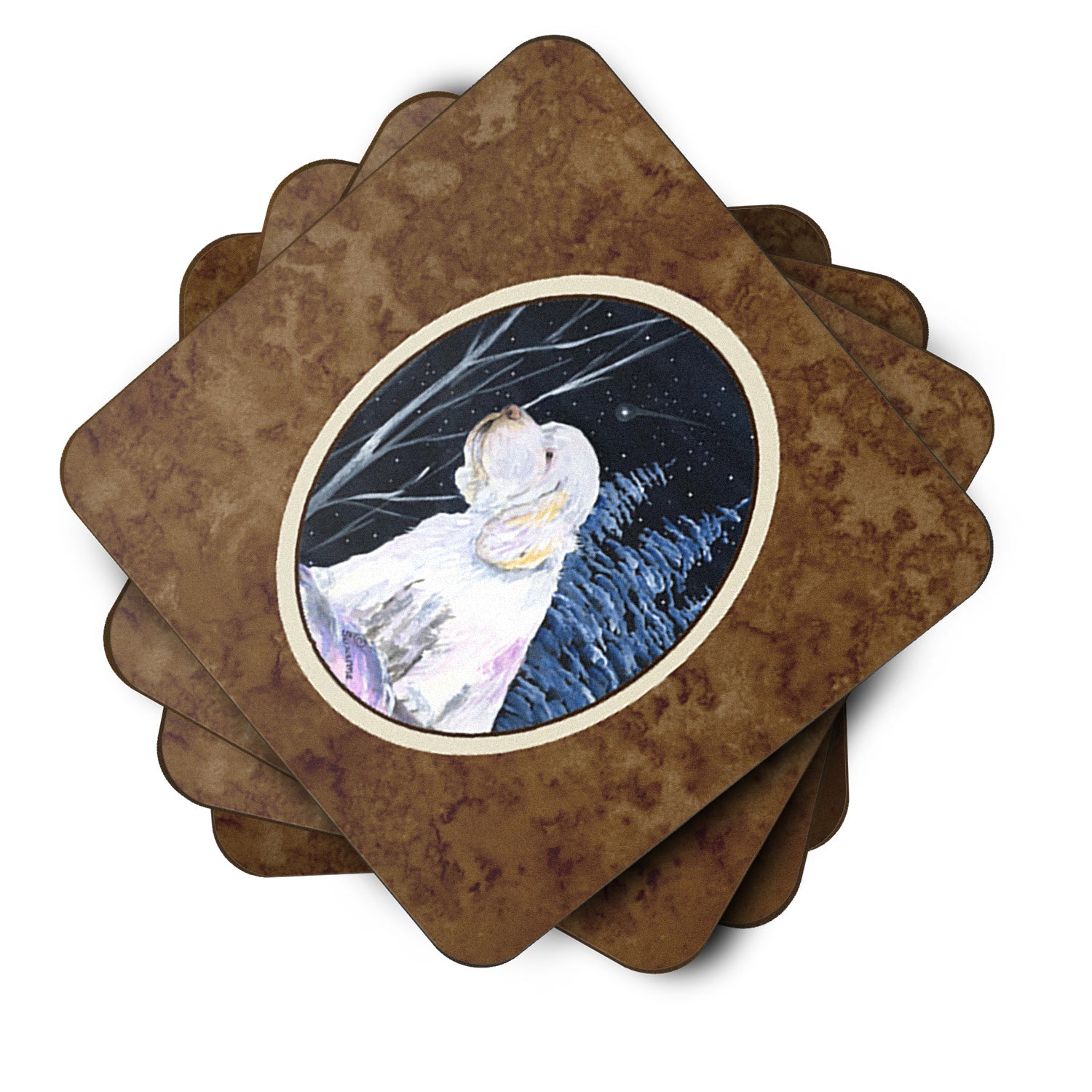 Clumber Spaniel Foam Coasters Set of 4 Cup Coasters for Indoor Outdoor, Tabletop Protection, Anti Slip, Mouse pad Material