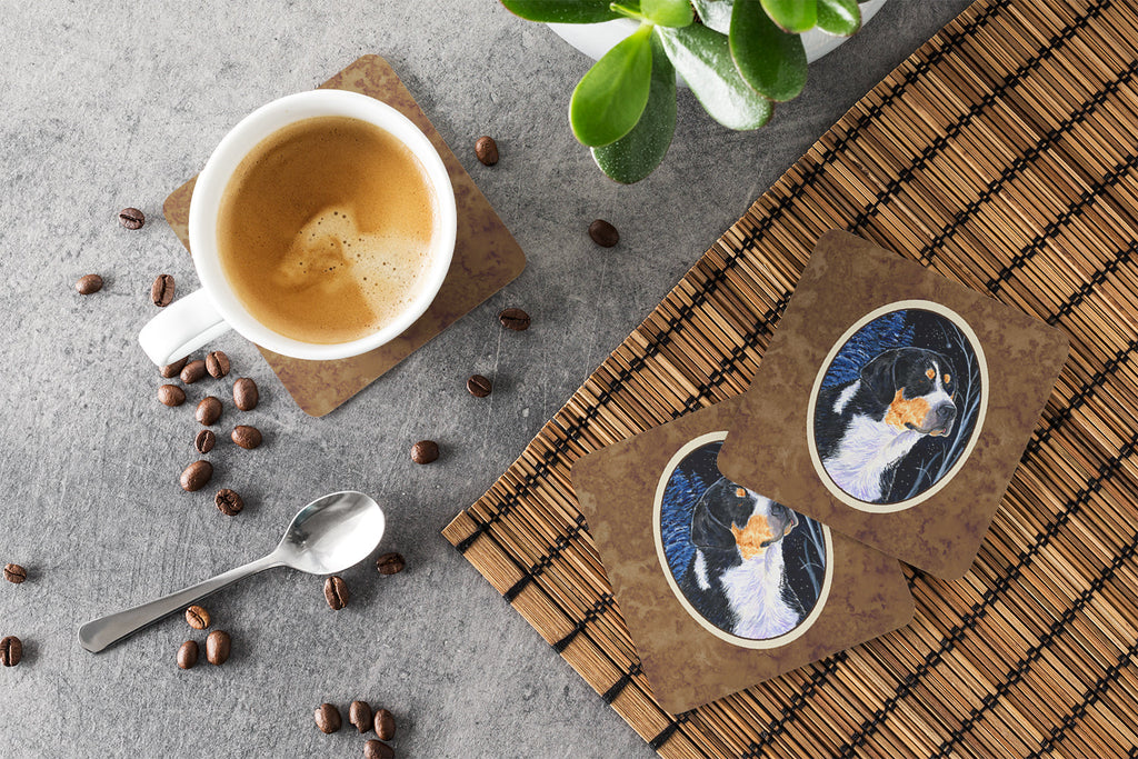 Starry Night Bernese Mountain Dog Foam Coasters Set of 4 Cup Coasters for Indoor Outdoor, Tabletop Protection, Anti Slip, Mouse pad Material