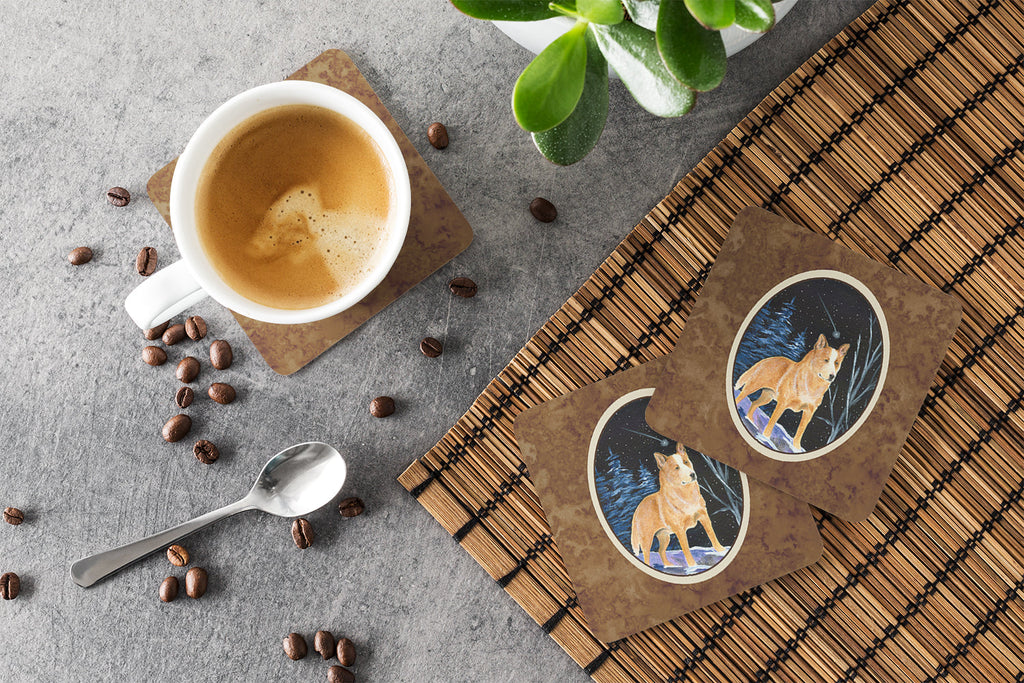 Starry Night Australian Cattle Dog Foam Coasters Set of 4 Cup Coasters for Indoor Outdoor, Tabletop Protection, Anti Slip, Mouse pad Material