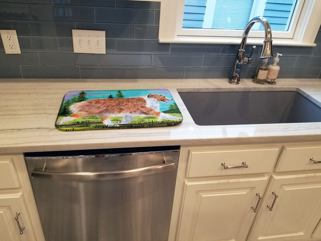Australian Shepherd Dish Drying Mat Absorbent Dish Drying Mat Pad for Kitchen Counter Dish Drainer Mat for Countertop, 14 x 21", Multicolor