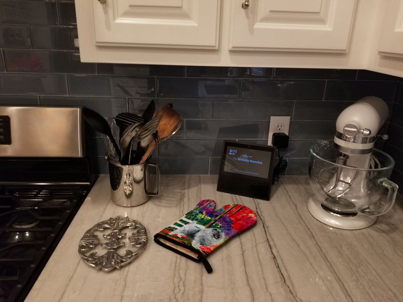 Keeshond Oven Mitt Heat Resistant Thick Oven Mitt for Hot Pans and Oven, Kitchen Mitt Protect Hands, Cooking Baking Glove