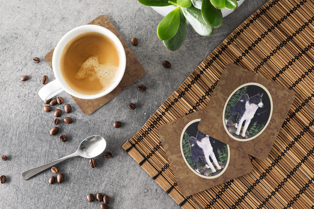 Starry Night Karelian Bear Dog Foam Coasters Set of 4 Cup Coasters for Indoor Outdoor, Tabletop Protection, Anti Slip, Mouse pad Material
