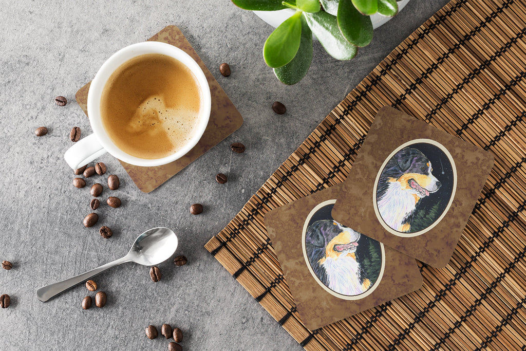 Starry Night Bernese Mountain Dog Foam Coasters Set of 4 Cup Coasters for Indoor Outdoor, Tabletop Protection, Anti Slip, Mouse pad Material