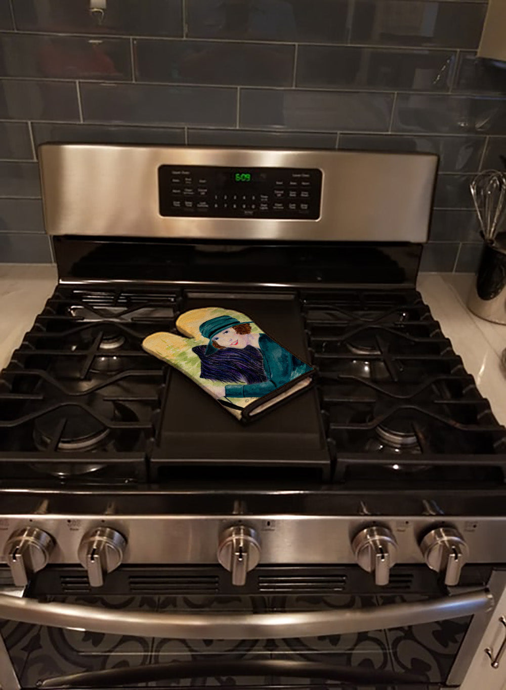 Lady driving with her Briard Oven Mitt Heat Resistant Thick Oven Mitt for Hot Pans and Oven, Kitchen Mitt Protect Hands, Cooking Baking Glove