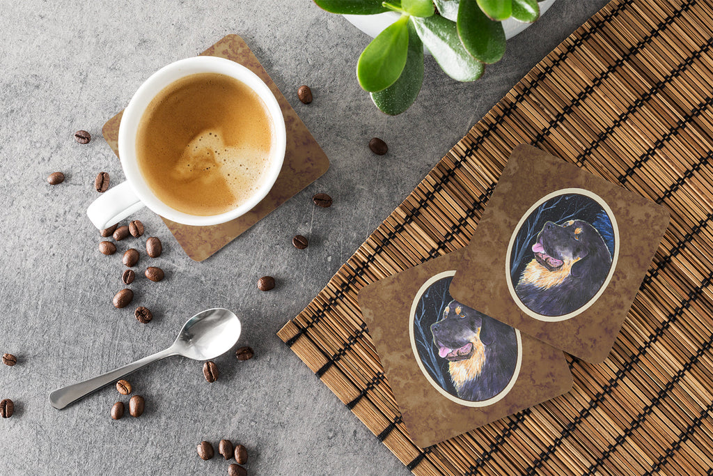 Starry Night Tibetan Mastiff Foam Coasters Set of 4 Cup Coasters for Indoor Outdoor, Tabletop Protection, Anti Slip, Mouse pad Material