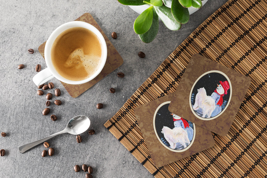 Samoyed Foam Coasters Set of 4 Cup Coasters for Indoor Outdoor, Tabletop Protection, Anti Slip, Mouse pad Material