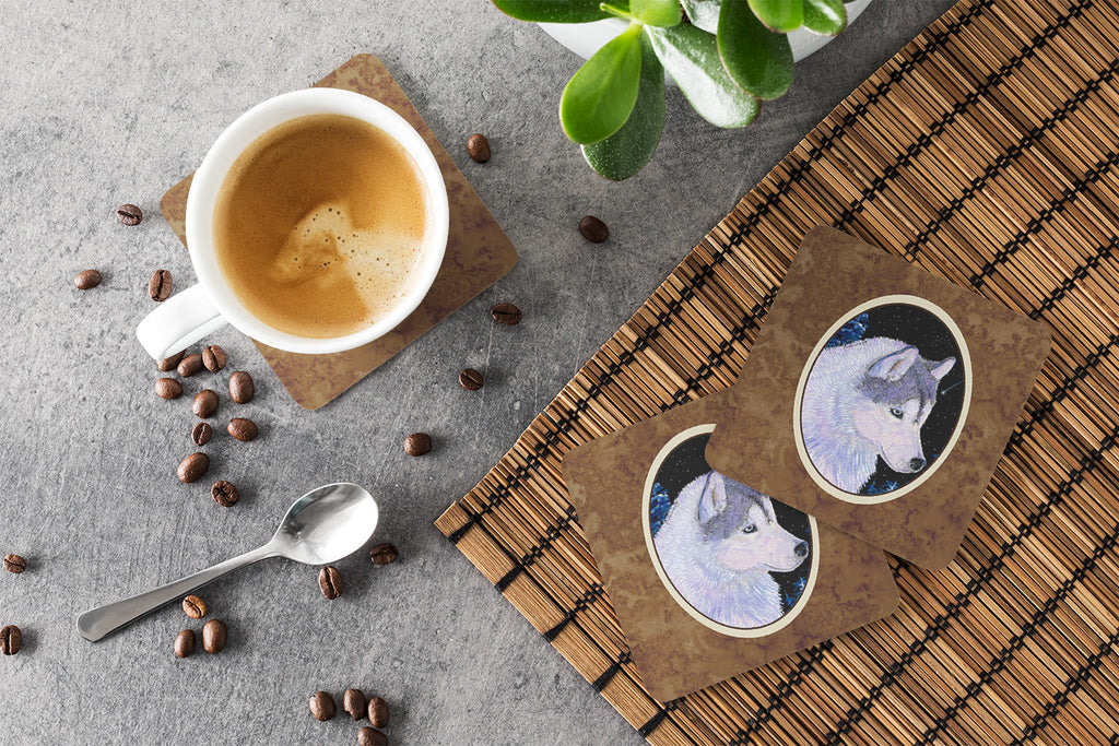 Siberian Husky Foam Coasters Set of 4 Cup Coasters for Indoor Outdoor, Tabletop Protection, Anti Slip, Mouse pad Material