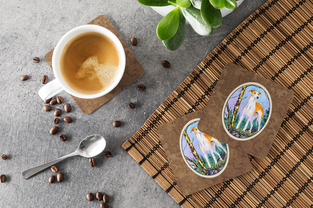 Whippet Foam Coasters Set of 4 Cup Coasters for Indoor Outdoor, Tabletop Protection, Anti Slip, Mouse pad Material